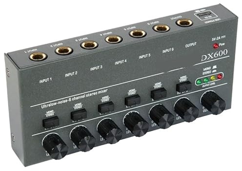 Mixer Audio, Mixer di linea a 8 canali Mini mixer audio professionale a bassissimo rumore Alimentazione DC5V Funzionamento semplice