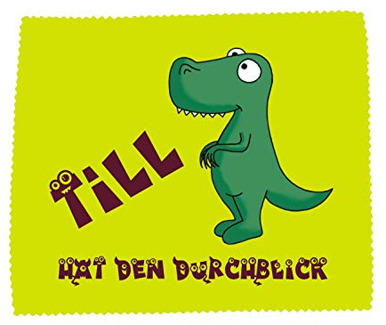 Farbwuselei Brillenputztuch Miezo Dino grün Hat den Durchblick Rex Name individuell originell Geschenk
