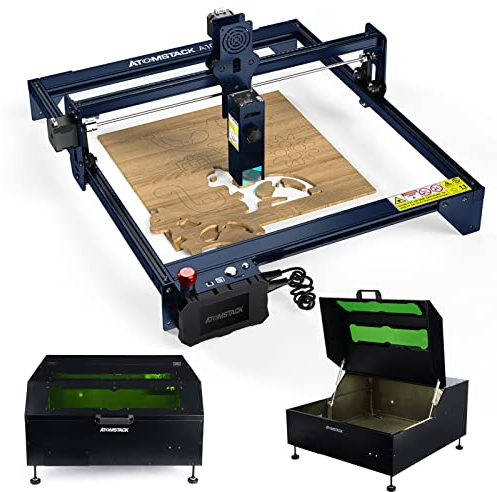 ATOMSTACK A10 PRO Laser Graviermaschine mit B1 Schutzbox, 50W Offline Gravur CNC Lasergravur Laser Cutter Maschine, 10W Laserkopf Output, Augenschutz Fixfokus, für Holz Acryl Metall Glas, 410 x 400mm