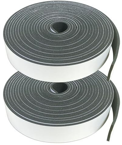 Bande d'étanchéité autocollante en mousse, Joint Porte Isolation, Mousse Adhesive, Calfeutrage Fenetre pour Preuve de Collision, Anti-Froid, Antichoc 2 Rolls 25mm x 3mm x 5M