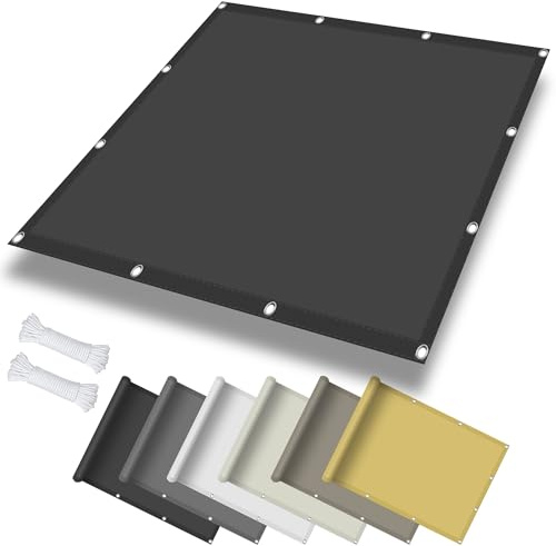 Sonnensegel Balkon 1.1 x 2.4 m, Wasserdicht 98% UV Schutz Segeltuch Pergola inkl Befestigungsseile für Garten Terrasse, Dunkelgrau