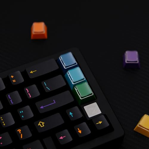 Custom Keycaps Lot de 16 capuchons de touches profilés Cherry Couleurs mélangées R4 Arc-en-ciel Keycap Convient pour clavier mécanique Cherry MX Gateron Interrupteur