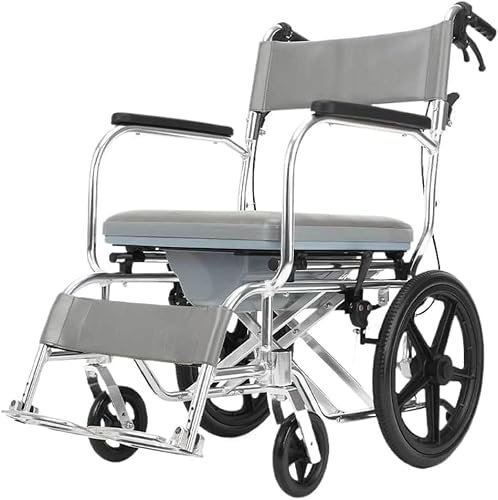 LXLHWN Fauteuil Roulant Adulte avec Toilettes pour Personnes âgées, Fauteuil Roulant Portable Pliable et Multifonctionnel en Alliage d'aluminium (Petite Roue)