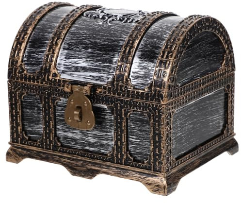 Abaodam Retro Treasure Chest Toy Buckle Lock Small Wooden Jewelry Box Vintage Organizer for Home Office Ideal for Boys and Girls Party Games