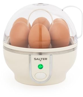 Salter Retro Cream Eierkocher - Weich-, Mittel- & Hartgekocht, Kapazität für 7 Eier, Kontrollleuchten, Kompaktes Design, Messbecher & Abnehmbarer Einsatz, Messbecher Inklusive, 450 W