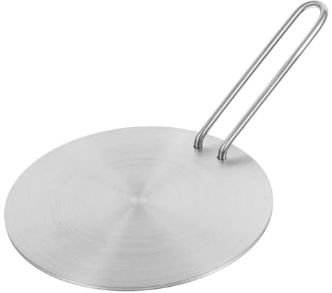 AUTSUPPL Diffuseur De Chaleur Pour Cuisinière Induction 18 Cm Acier Inoxydable Poignée Amovible, Plaque De Cuisson Polyvalente Pour Cuisinières à Gaz Et Électriques, Accessoire Cuisson Sûr Et Pratique