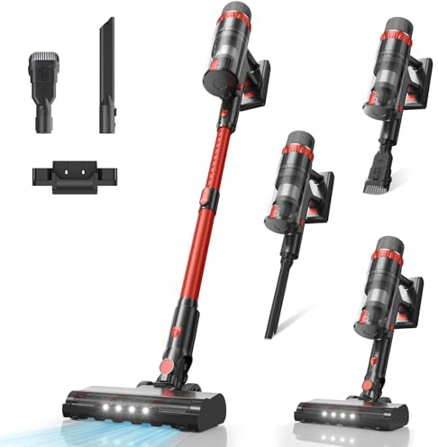 VENHIDELY Aspiradora sin Cable 48KPa/530W/70Min, Pantalla Táctil LED, Cepillo Anti-Enredo Mejorado, 1.5L Aspirador Escoba Vertical Autoportante, Ideal para Suelos Duros, Alfombras y Pelos de Mascotas