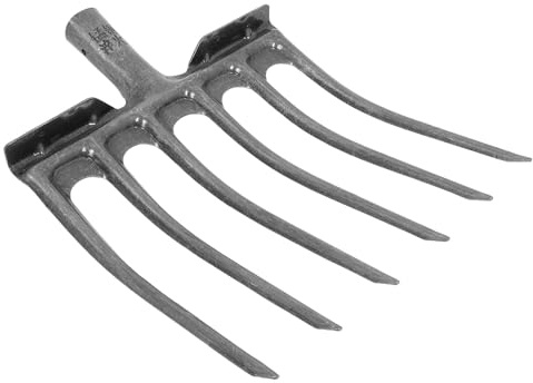 Alipis Fourche de Jardin, Tête de Fourche en Acier à 4/5 Dents, Argenté, Trou de 35mm, pour Sol et Oignons, Labour et Ameublissement des Champs et Massifs de Fleurs