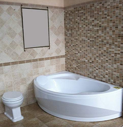 Vasca Bagno Angolare Angolo Asimmetrica Curva Novellini Vogue Standard Telaio Colonna Installazione Sinistra Pannello 165x85 H55 cm 180 Litri Cuscino Guscio Tradizionale Acrilico Colore Bianco Lucido