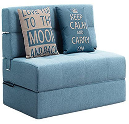 UsmAsk Kompaktes Bodensofa, Schlafsofa, Einzelsitz, Stuhl, 2 Sitze, klappbares Reclini-Schlafsofa mit hoher Rückenlehne, Hellgrau, 120 x 76 x 72 cm (Hellblau 120 x 76 x 72 cm)