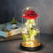 Red Rose for Wife/Mother/Girlfriend/Grandma Perfect for a Special Occasion Artificial Rose in Glass Dome With LED Lighting Strip Christmas/Birthday/Anniversary/Mother's Day/Valentine's Day