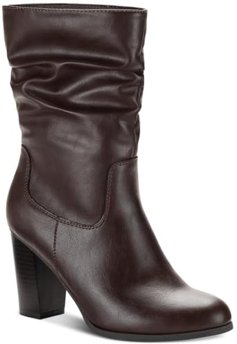 Style & Co. Womens Saraa Slouch Block Heel Mid-Calf Boots Brown 10 Medium (B,M), Chocolate Smooth
