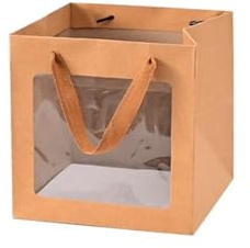 LNNXSZ Papiertüten 4 Stück tragbare Geschenktüte, Keksdose mit Fenster, Einkaufstasche, Schal, Geschenkbox, Geburtstagsgeschenktüten, Verpackungsbeutel, Tortenschachteln, Hochzeitsdeko(S1 15x15x15cm)