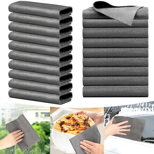 BELEVO Lot de 10 chiffons de nettoyage magiques épais, 30 x 40 cm, chiffons en microfibre réutilisables, chiffon de nettoyage, chiffon de nettoyage pour vitres, magnifique chiffon pour verre, voitures