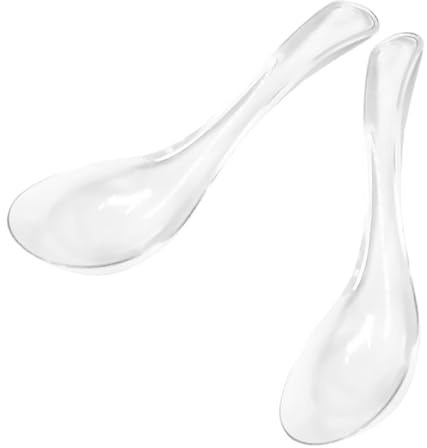 KICHOUSE 2pcs Glass Soup Spoon Elegant Kitchen Essentials for Soup Porridge Desserts Unique Design for Home Restaurant Use Comfortable Easy to Clean