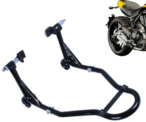 Motorradständer und Hinterrad, Motorradständer hinten, Reinigungshalterung für Motorradreifen | Parkständer für Motorradreifen, zum Auswuchten der und zur Reinigung von Ketten