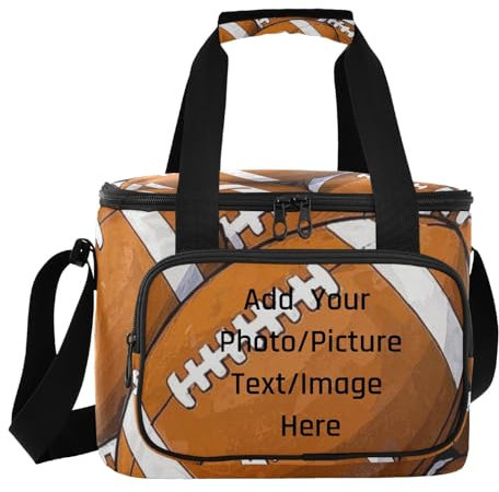 EtherSpher Lonchera personalizable con diseño de dibujos animados de fútbol americano de gran capacidad para mujer, impermeable, para damas, almuerzos para hombres