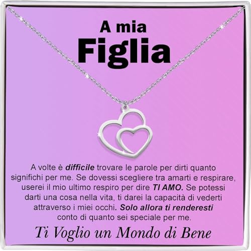 Bramart Regalo Figlia Collana figlia Idea Regalo per lei Compleanno Natale Figlie in Acciaio Inox Lucidato di Altissima Qualità, Idee Regali speciali - Cofanetto con DEDICA incluso (Figlia)
