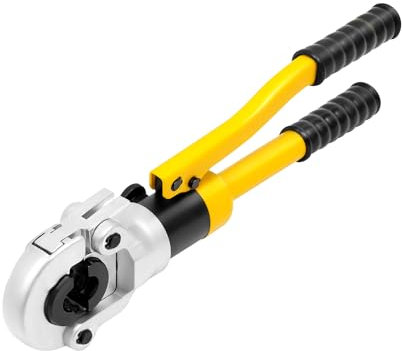 Hydraulische Crimpzange, Manuelle Crimpzange mit 4 Matrizen(16, 20, 25, 32 mm), Crimpzange mit Kabelschuhe Zange für Aluminium-Kunststoff-Rohren, PEX-Rohren, Stahlrohren