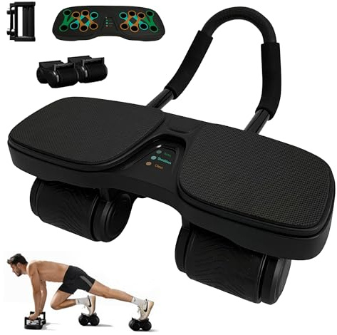 CATCHLUCK Ab Roller Exercise Wheel with Return, Push Up Board, 4 in 1 Detachable Ab Roller for Push-Up, Plank, Mountain Climber & Knee Mode, Includes Elbow Support & Knee Pad