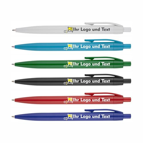 100 bolígrafos personalizados con logotipo y texto, impresión UV de alta calidad, a todo color, para empresas, eventos y regalos (blanco)