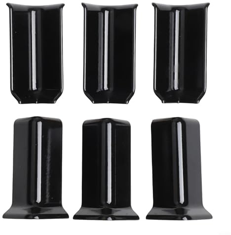 Niceminiwall 6-Pack Baseboard Corner Wall Trim Connector for 8cm Height Baseboards with 3 Inside and 3 Outside Corners ABS Material for Home Improvement(M Black)
