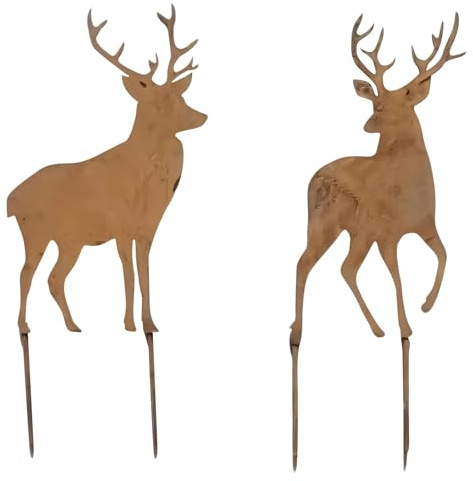 Weihnachtsdeko Outdoor Rost Gartenstecker Elch Gartenfigur (Weihnachtsbaum) | Roststecker Hirsch Weihnachtsdeko, Rost Gartenstecker, Metall Rentier Weihnachten Deko Gartenstatuen Gartendeko für Draußen