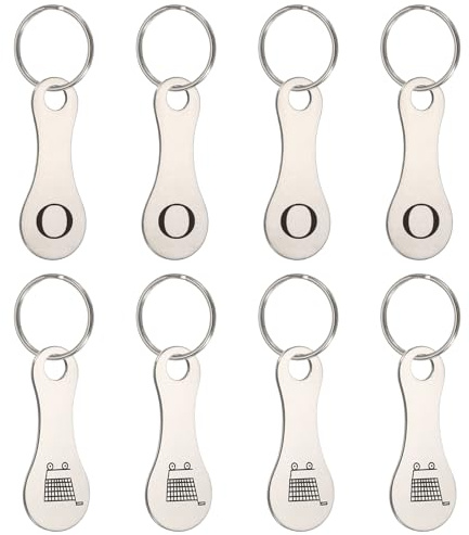 PATIKIL 8 Piezas de Fichas para Carritos de Compra de Acero Inoxidable, Portamonedas para Llavero al por Mayor, Anillos para Llaves de Supermercado, Ton