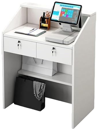 Genérico Mostrador De Recepción con Cajones con Cerradura, Mostrador De Doble Capa, Mostrador De Caja para Bar y Tienda, para Salones, Belleza y Tiendas De Ropa