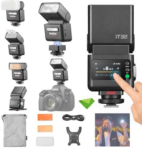 Godox IT32 TTL Flash + X5C pour appareils Photo Canon, Flash Cobra avec écran Tactile, sans Fil 2,4 GHz, Guide-Fil 18, Temps de Recyclage 1,5 s, Interface magnétique
