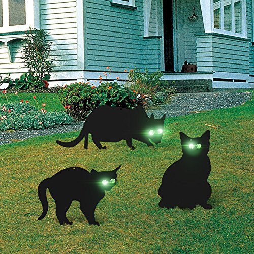 GOTOTOP Vogelabwehr Testsieger Garden Katzen Gartenstecker 3er Set schwarze Katze Rost Deko aus Metall Gartenstecker Baumstecker für Garten Draußen Wildtiere, Vögel, Nagetiere, Füchse