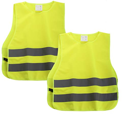 SHYOSUCCE 2pcs Giubbotto di Sicurezza per Bambini, Gilet Alta Visibilita per Corsa, Ciclismo, Escursionismo e Gite Scolastiche (XS 45x40cm)