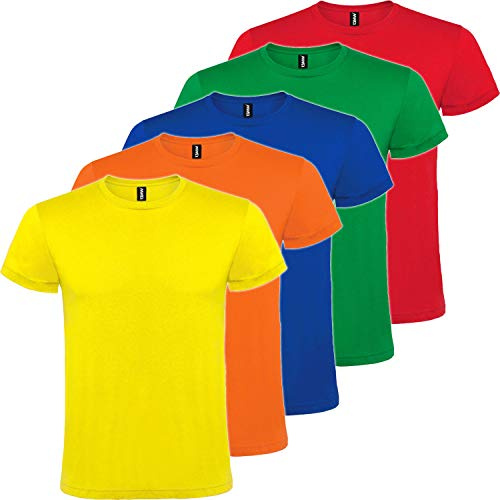 Lot de 5 T-shirt basique pour homme en coton à manches courtes - Multicolore - XXL