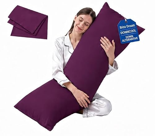 IBIZA DREAMS Antiallergenic Hollow Fibre Filled Bolster Pillow with Free Pillow Case (PLUM, 4.6FT)