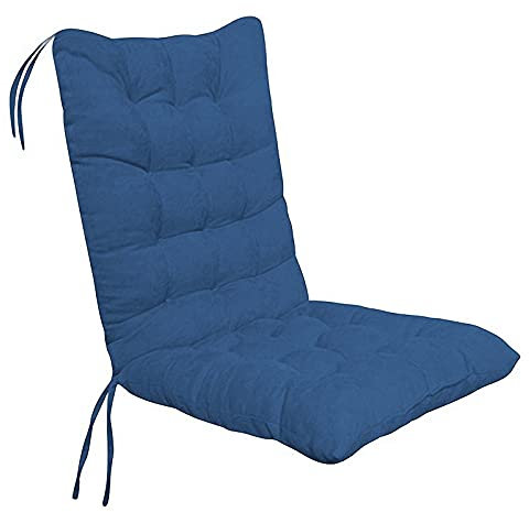 SWECOMZE Hochlehner Auflagen Waschbar | Gartenstuhlauflagen Stuhlkissen Sitzkissen und Rückenkissen für stühle - 40 * 90 cm - Outdoor und Indoor (Blau)