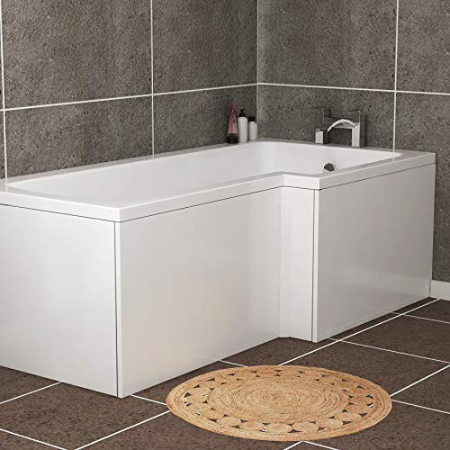 1700mm L-Shaped Gloss White Modern Bathroom Bath Panels Reversible Wooden - MDF Front Panel