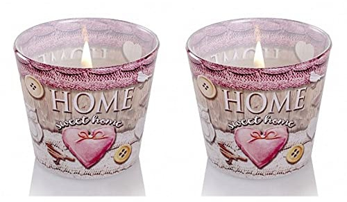 Dekohelden24 Duftkerze/Windlicht/Kerze im Glas - 2 Fach Sortiert/Duftrichtung Joyful Moments und Nice and Cosy, L/B/H 8 x 8 x 8 cm, 115g