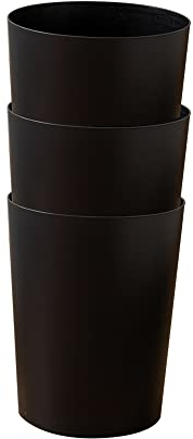 Cetomo 7.2L*3 Cestino per la Carta Straccia, Cestino per la Spazzatura di Plastica, Piccoli Cestini, Cestino Rotondo per Rifiuti per Cucine, Opaco, Sgranato, Apertura Superiore, Nero, 7.2L (3 pezzi)