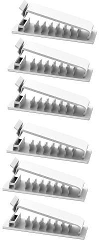 Clip per la gestione dei cavi autoadesiva, clip per cavi multiuso, supporto da parete per ufficio, casa, auto, computer, TV, 6 pezzi, colore: bianco
