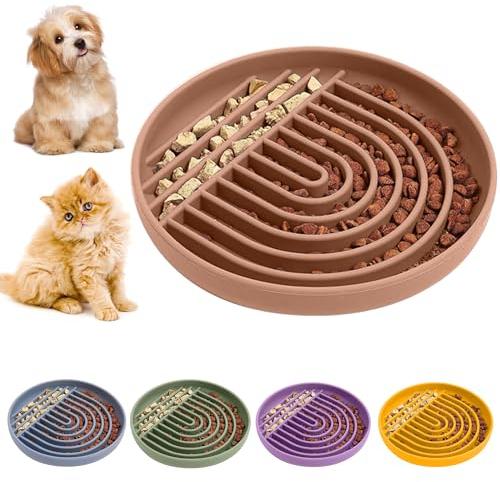 Slow Feeder Hunde- und Katzennapf | Modernes Silikonpuzzle in Lebensmittelqualität, BPA-freie Schüssel- und Leckmatte | Hören Sie auf zu Schlucken und zu würgen | rutschfest und spülmaschinenfest