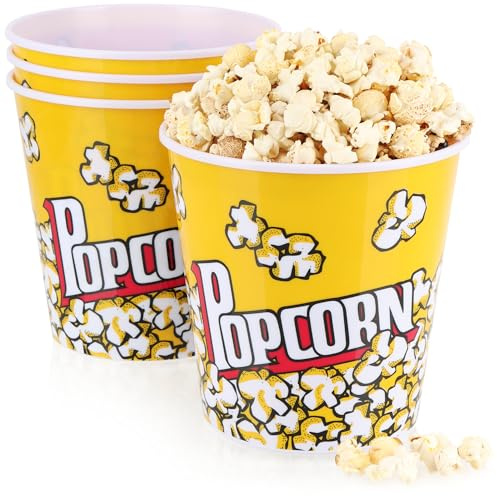 com-four® 4X Popcorn-Eimer XL - Wiederverwendbare Popcornschüssel - Popcornbecher im Retro-Look - Großer Popcorn-Becher für den Filmabend - 2,8 Liter