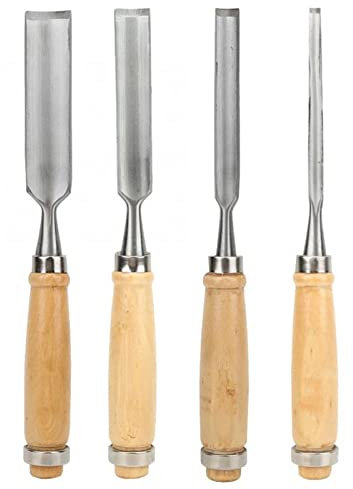 SINSED Professional Wood Chisel Set 4Pcs 6/12/18/24mm Woodworking Carving Gouge Chisel Set Woodcraft Carpenter Hand Carving Knife Carpentry Sculpte Engraving Tools