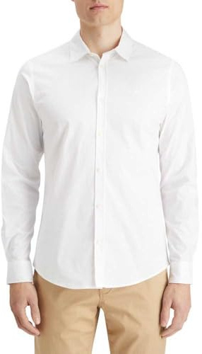Scotch & Soda Mäns Core-Poplin, solid skjorta, Ljusvit 1931, XL