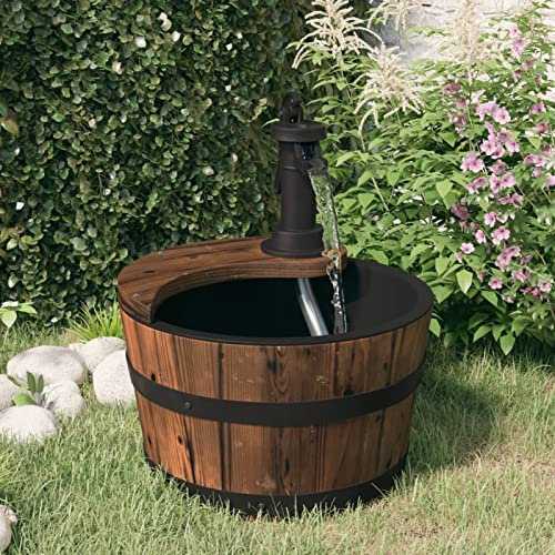 ZEYUAN Fuente de Agua con Bomba Madera Maciza de Abeto 28x28x34,5 cm, Fuentes De Agua para Decoracion Interior, Cascada De Agua Decorativa, Fuente Interior - 363334