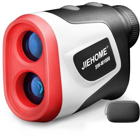 JIEHOME - Telémetro láser de golf con pendiente, 1100 yardas, mástil de bandera de golf, bloqueo de vibración, recargable, distancia de yarda