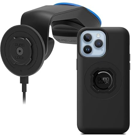 Quad Lock Windscreen/Dashboard Car Phone Holder with MAG Wireless Charging Head V2 and MAG Phone Case for iPhone 14 Pro Max