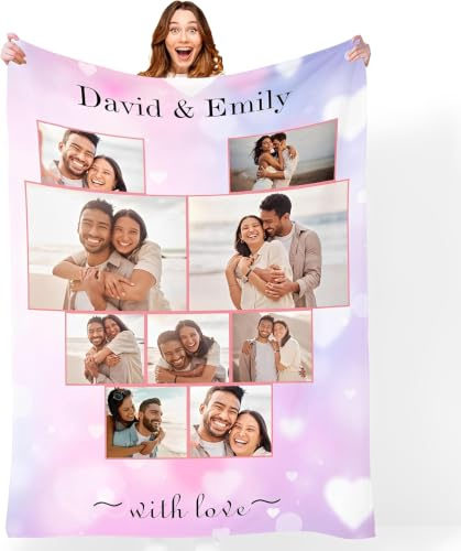 Mraxovid Personalisierte Fotodecke, 150x200cm, Rosa, Fleece, Decke, Valentinstagsgeschenke, Erwachsene, Individuelle Decke mit Fotogeschenk
