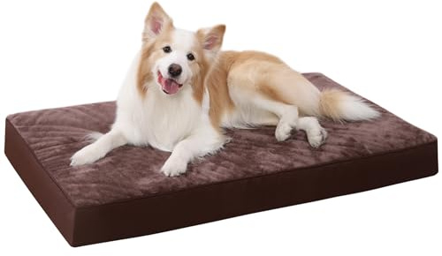 KSIIA Orthopädisches Hundebett Große Hunde, XL, 104x68x8cm, Pralinen | Waschbar Hundekissen Flauschig Hundematte Rutschfeste Unterseite, Eierförmiger Kistenschaum Hundematratze, Abnehmbarer Bezug