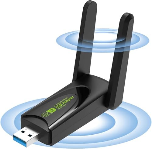 Chiavetta WiFi 1300Mbps，Adattatore WiFi USB senza fili per PC: 5G/2.4G Dual Band 5dBi adattatore WiFi ad alto guadagno per PC desktop, adattatore wireless per Windows 7/10/11rete di computer