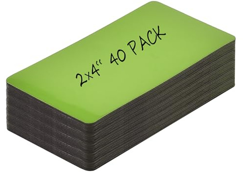 Realth Magnetstreifen Beschreibbar 40 Stück 5CM x 10CM Grün | Wiederverwendbar und Löschbar, für Klassenzimmer Home Office Whiteboard Kühlschrank Crafts Namensschilder